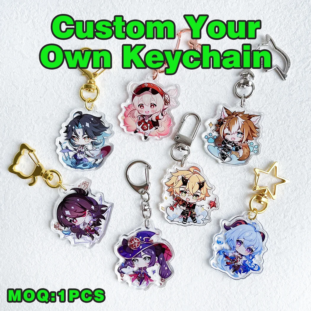 

Custom Acrylic Keychain Cartoon Logo Key Chains Photo Customized Anime Charms Hologram Clear Personalized Design Keychains Gifts