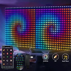 Guirxiété lumineuse LED intelligente pour rideau, application de bricolage, affichage d'image et de texte, nickel é intelligent, 2x2, 3x3m, 400