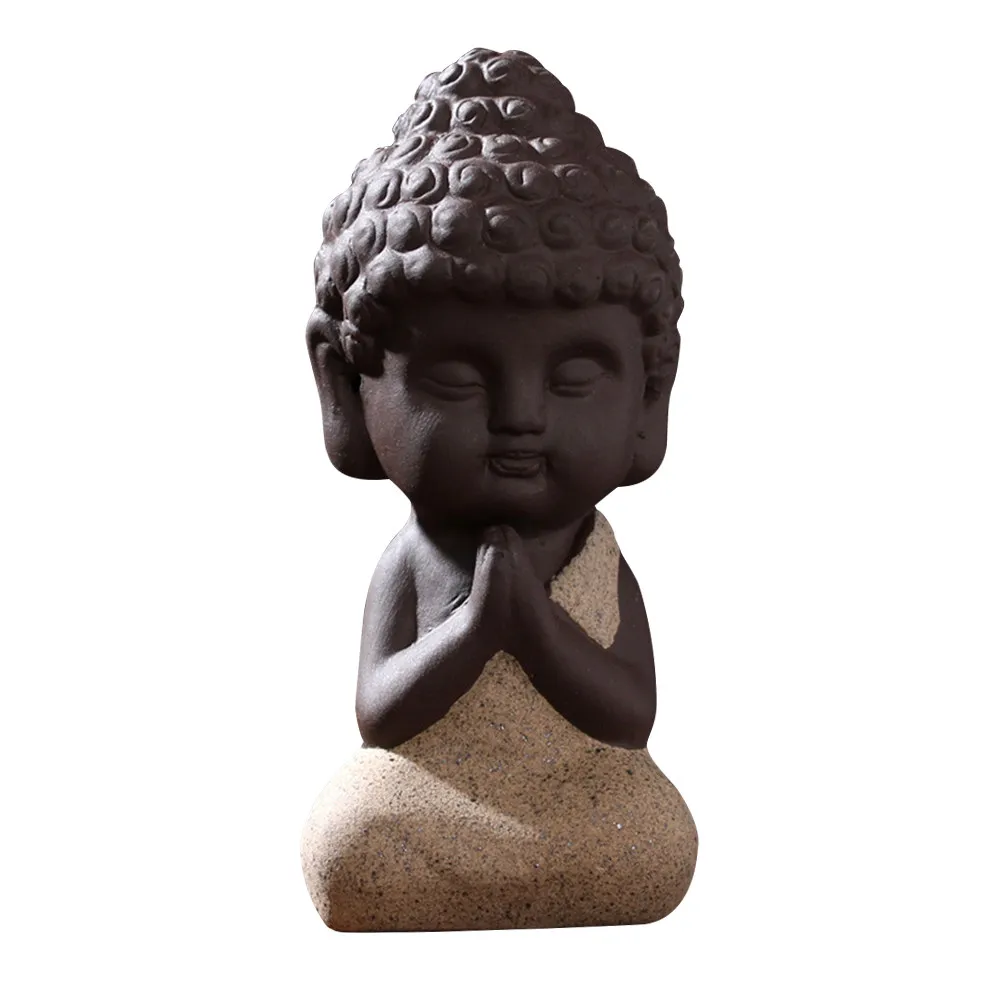 Hand Carved Mini Buddha Statue Fengshui Ceramic Sculpted Sitting Figure Tea Pet Home Decor Symbolizing Inner Peace and Blessing