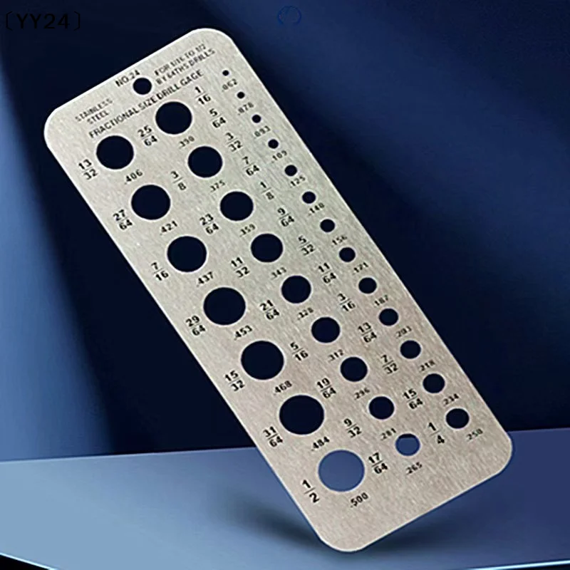 〔YY24〕Stainless Steel 29-Hole Drill Gauge With High Contrast Markings Durable Quick Precise Measuring 1/16 Inch To 1/2 Inch