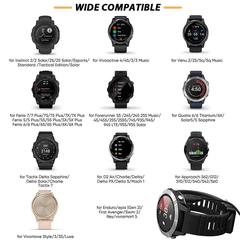 قاعدة كابل شحن USB 3.3FT/1M لـ Garmin Fenix 5/5S/6S/7X Plus/8، Vivoactive3، Forerunner 970/965/740/935/945/245/255/265/158