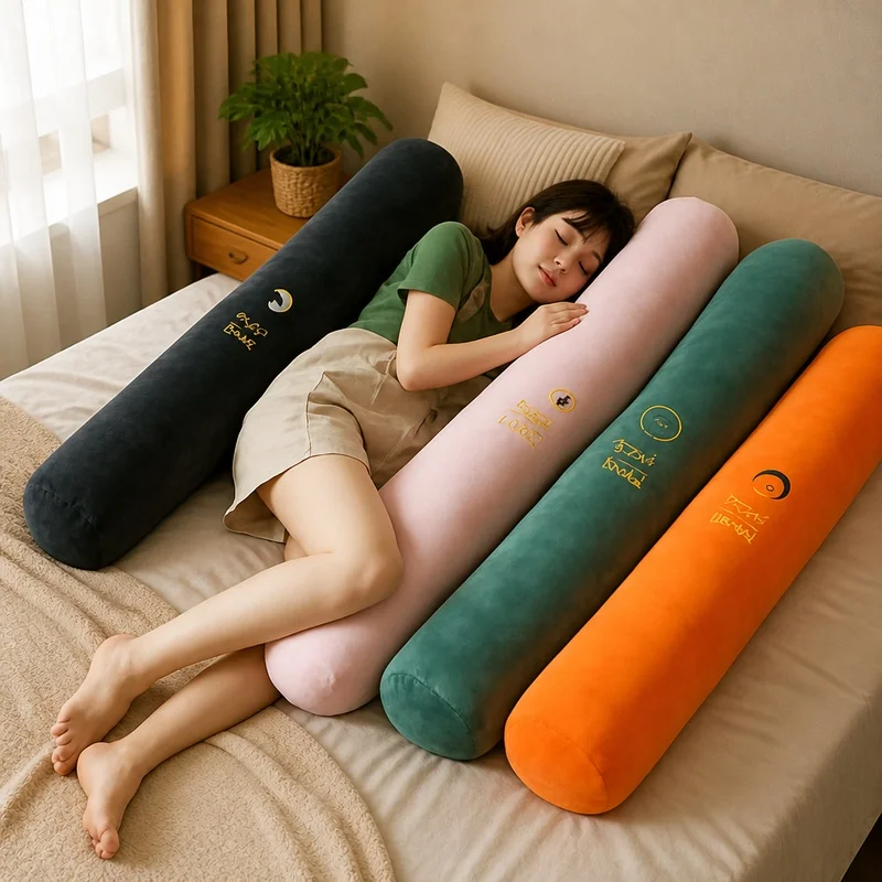 Coussin ergonomique long pour la grossesse, idéal pour dormir sur le côté et lire au lit, oreiller de soutien polyvalent et confortable