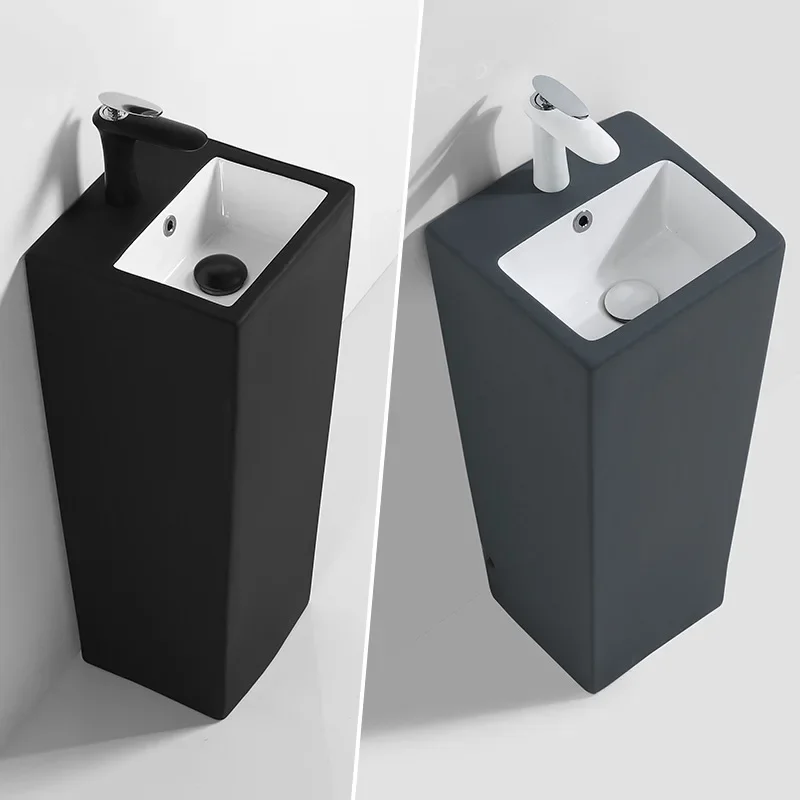 

Black Nordic gray ceramic basin washing household small apartment integrated