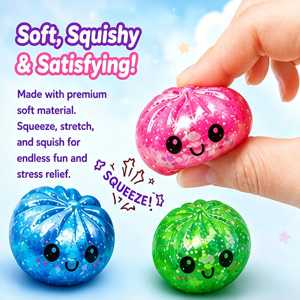 Kawaii Expression Dumpling Squishy 3er-Set Dampfgarer-Set Mystery Blind Box Maltose Stretch Squeeze Partygeschenk Klassenzimmer-Belohnung – Detail 3