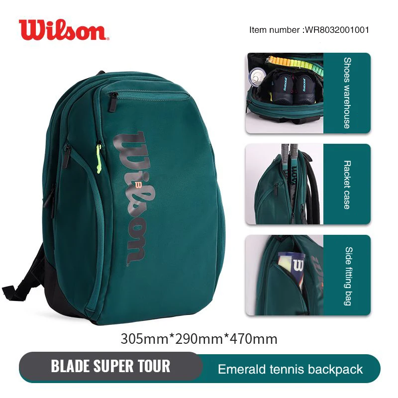 Borsa da tennis Wilson originale zaino multifunzionale di grande capacità con scomparto per scarpe indipendente scomparto isolato