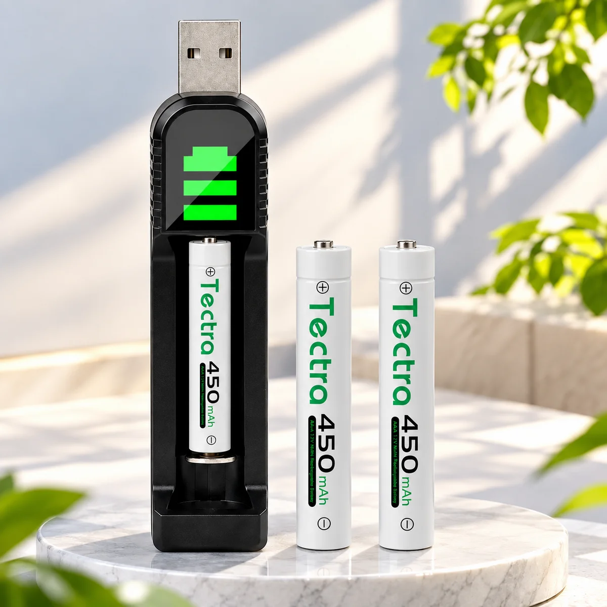 AAAA 1.2V 450mAh Ni-MH Rechargeable Battery With USB Charger, Replacement for Surface Pen, Alarm Clock, Flashlight Speaker