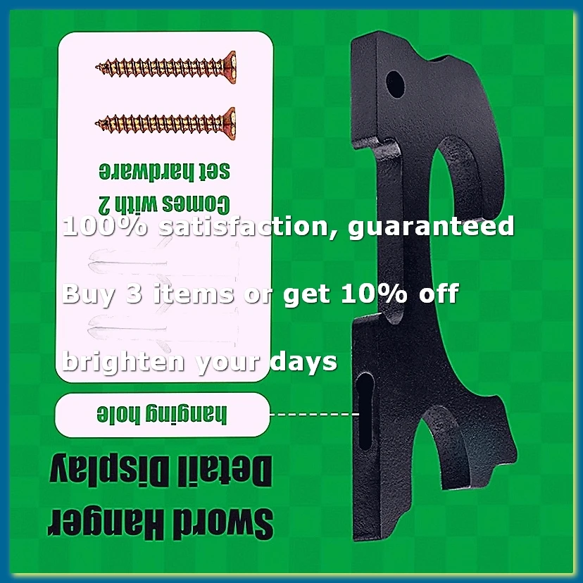 ●Sword Wall Mount 2/Set 1-Tier Padded Hook Katana Holder Adjustable Display Hanger for Samurai Sword Tanto,2-Tier
