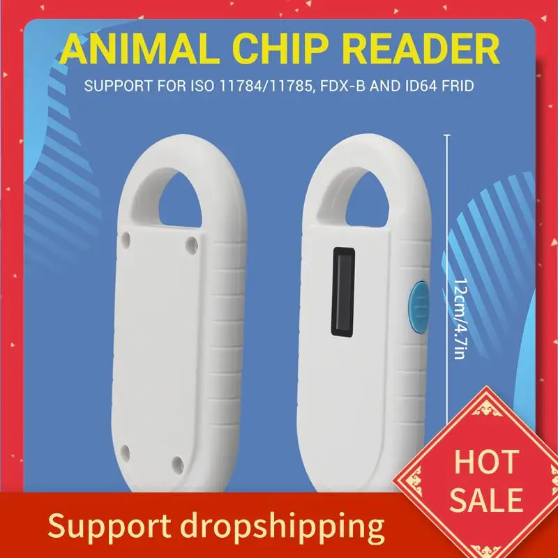 Lettore RFID B44C Lettore di microchip per animali domestici Lettore di chip per animali portatile Lettore RFID portatile Supporta ISO 11784/11785, FDX-B