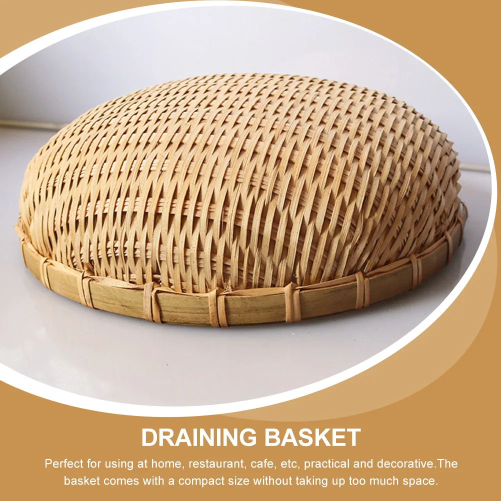 

Bamboo Dustpan Kitchen Storage Container Woven Baskets Tray Fruit Restaurant Chinese Style