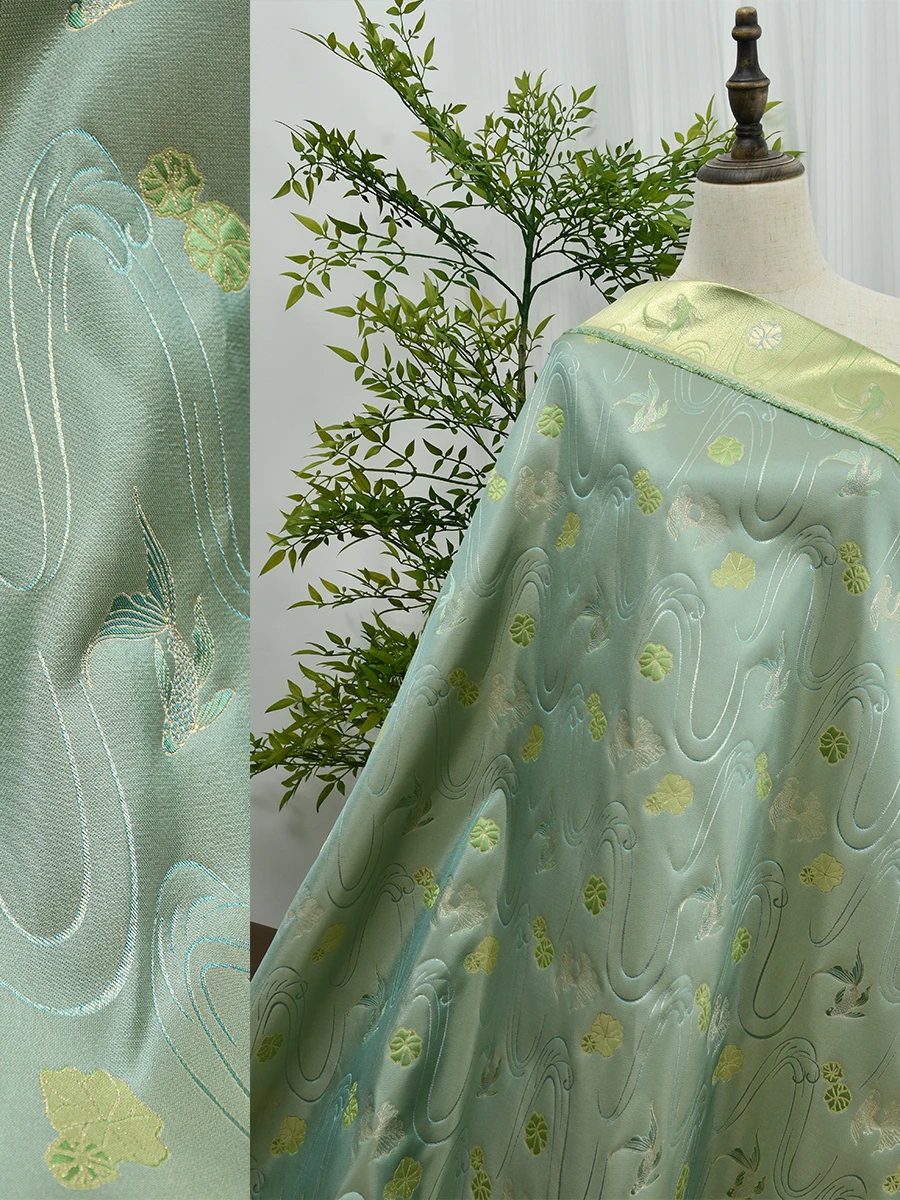 

Элитная шелковая ткань для одежды JinYu Woven Gold Carp LiDeXin SongJin, ширина 40 дюймов, около 38 момме, шелк