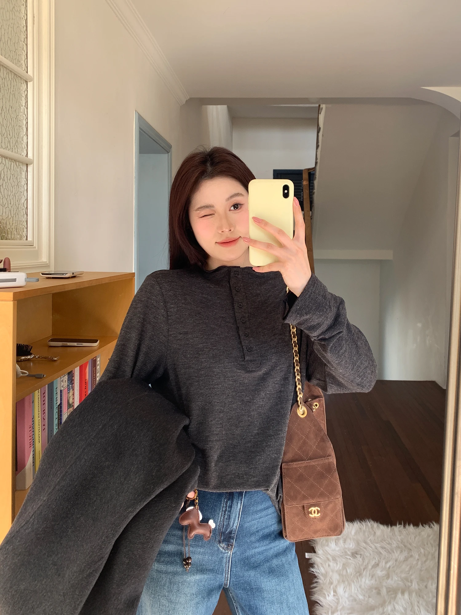 

Женская повседневная свободная вязаная кофта больших размеров NAZ с высоким воротником, имитацией шерсти и цветочным принтом, для зимнего отдыха