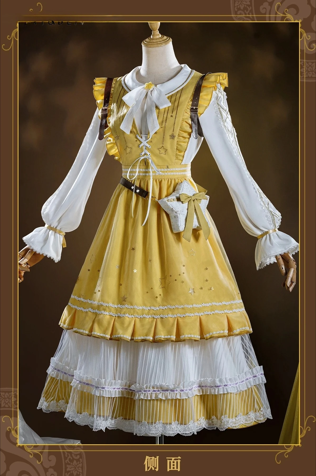 

Костюм для косплея в стиле Sweet Subculture: милый японский комплект в стиле Лолита с круглым вырезом, бантом, рукавами-фонариками и облегающим силуэтом средней длины