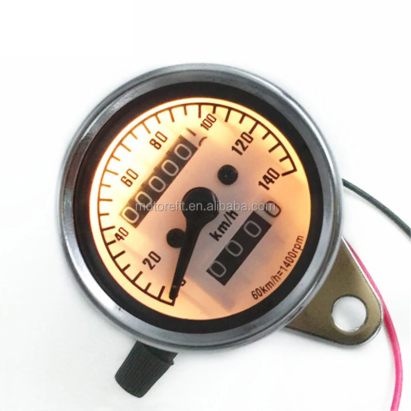 DC 12V Universal Motorcycle Odometer Speedometer Tachometer Refit Vintage Instrument Scooter Motor Retro Black Meter