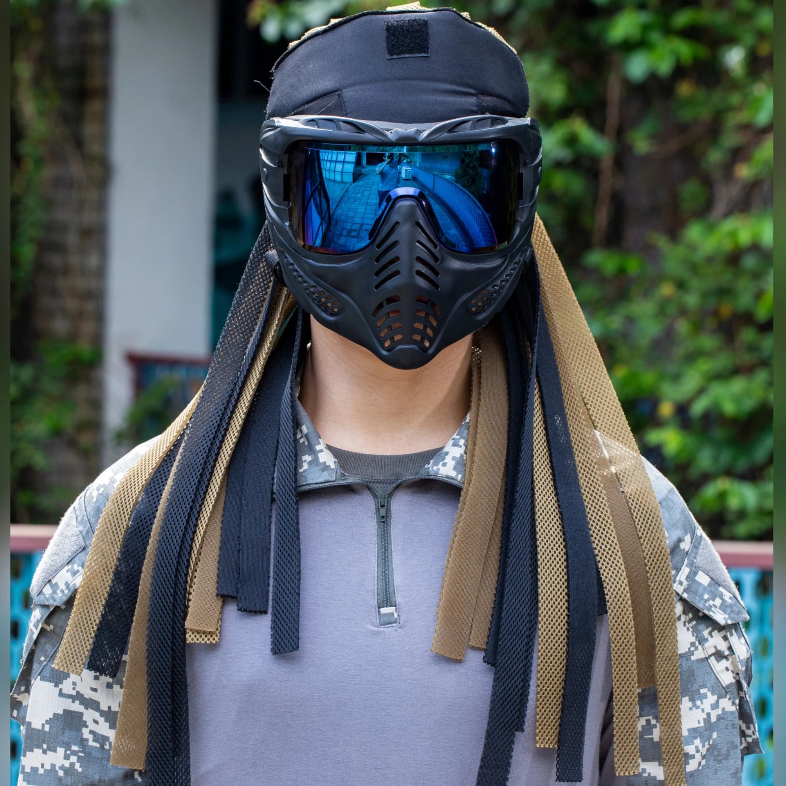 

ZLang Tactical Mask Shock-Resistant Paintball Accessories Mask Made of TPR Black Riding Gas Paintball Masks with Goggles