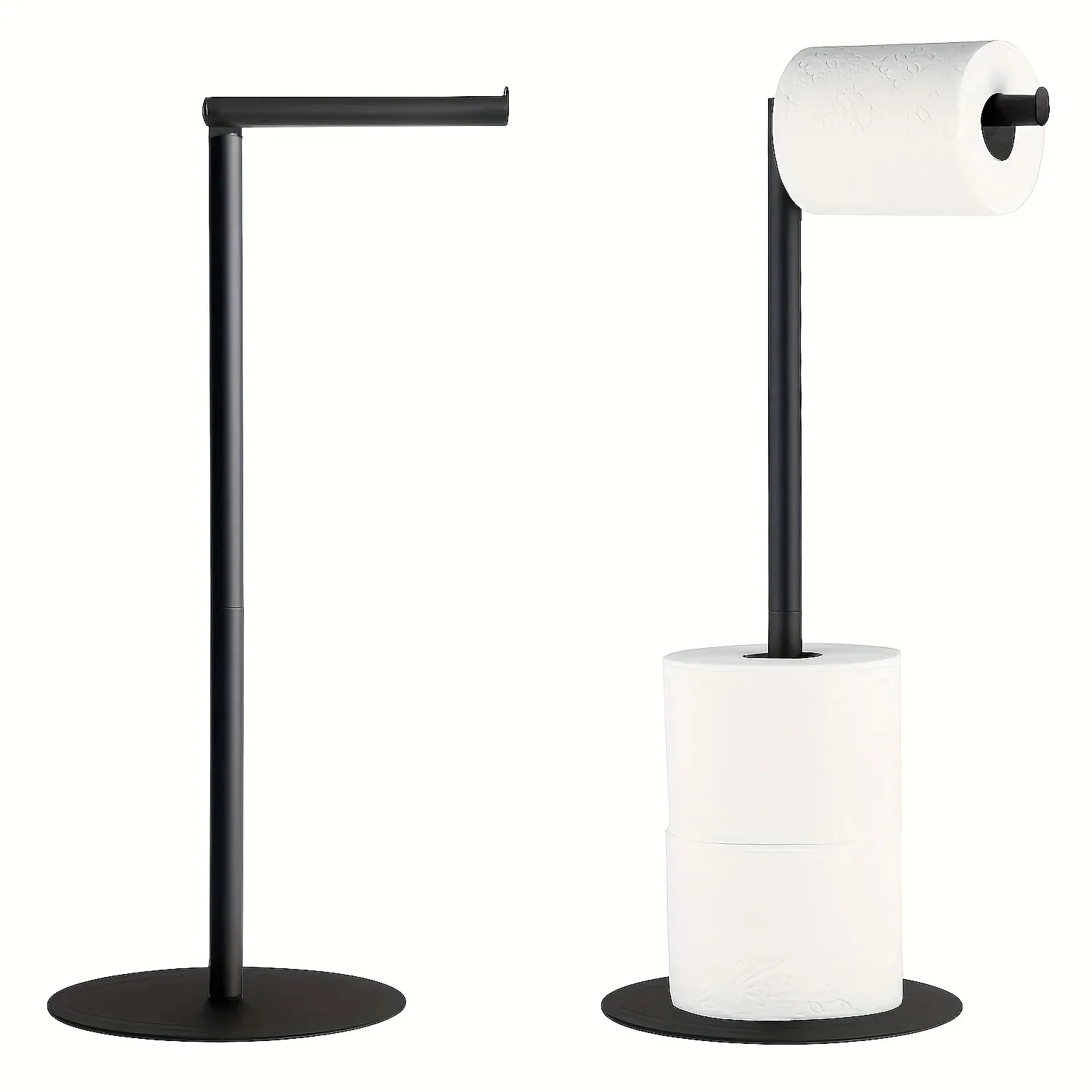 Free Standing Toilet Paper Holder, Stainless Steel, No Drilling, Weighted Stable Base for Bathroom, RV, etc.