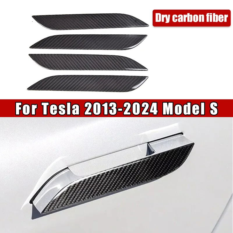 

ДЛЯ TESLA MODEL S 2013-2020 автомобильный SPOILER SPLITTER CANARD 4 шт., сухая накладка на боковую дверную ручку из углеродного волокна