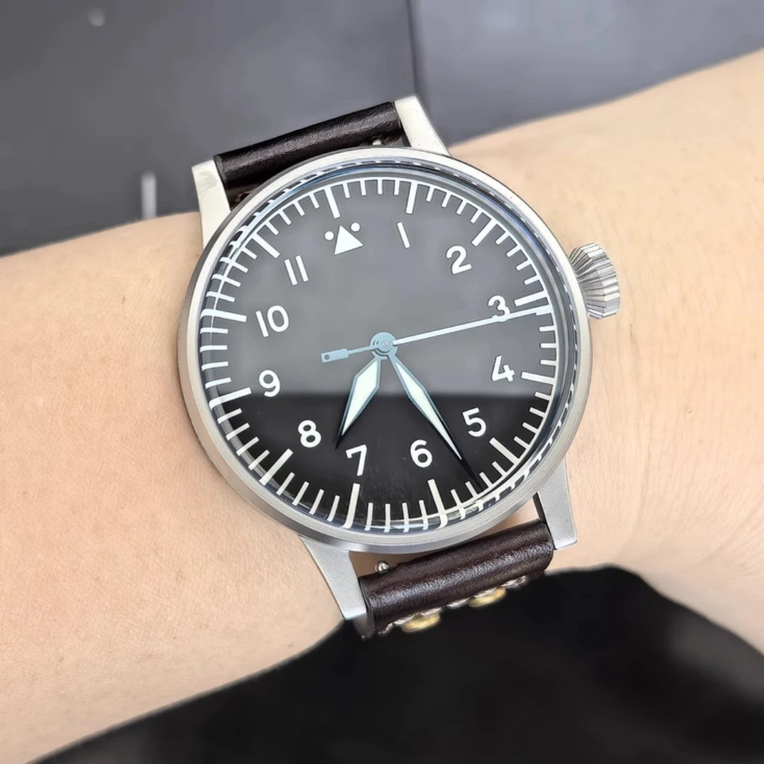 Hruodland 2025 جديد ساعة ميكانيكية للرجال PT5000 F013 ريترو سبورت مضيئة الياقوت الزجاج مقاوم للماء 100 متر Reloj Hombre