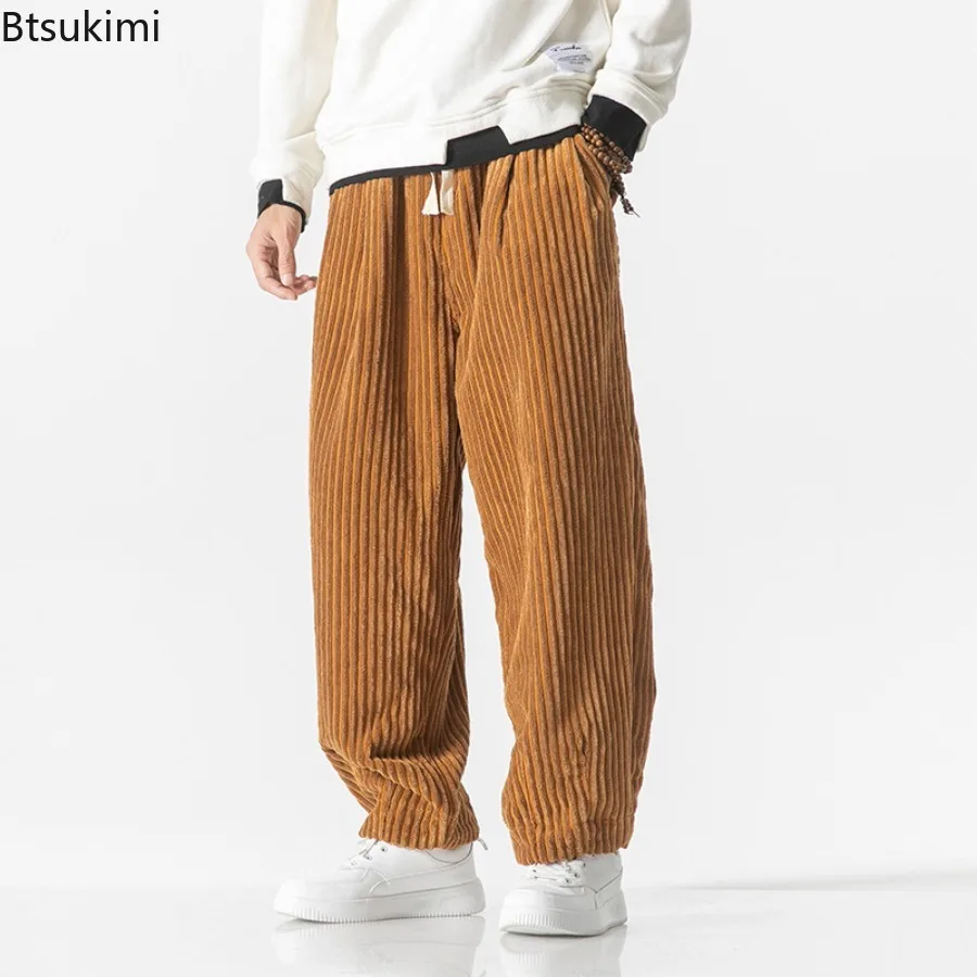 Новые мужские вельветовые брюки Харадзюку, осенне-зимняя повседневная уличная одежда, мешковатые шаровары в китайском стиле, мужские модные утепленные спортивные штаны