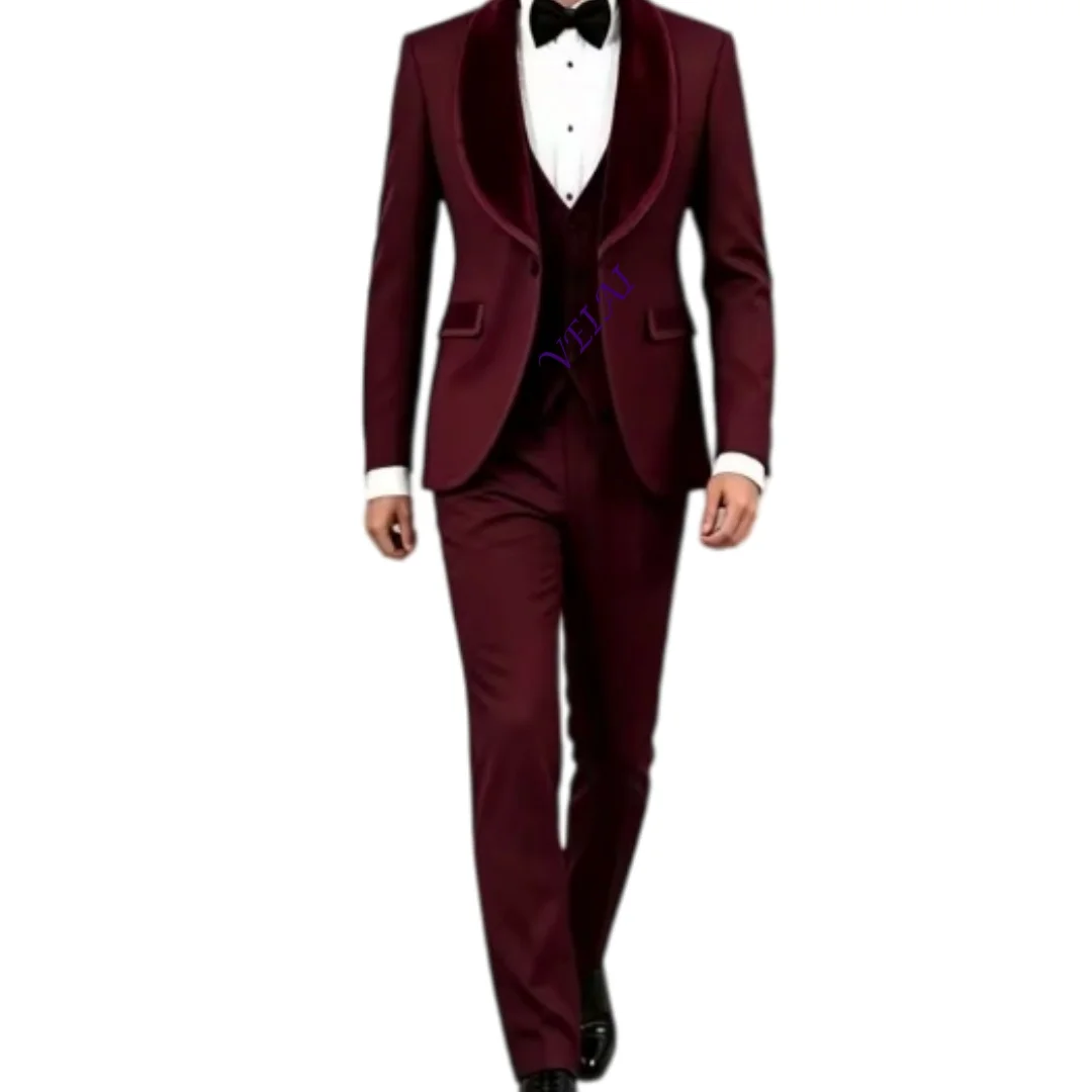 Customized(Jacket Vest Pants) Men 3 Piece Tuxedo For Wedding Banquet Prom Stage Evening Party Minimalist Luxury Gentleman Forma