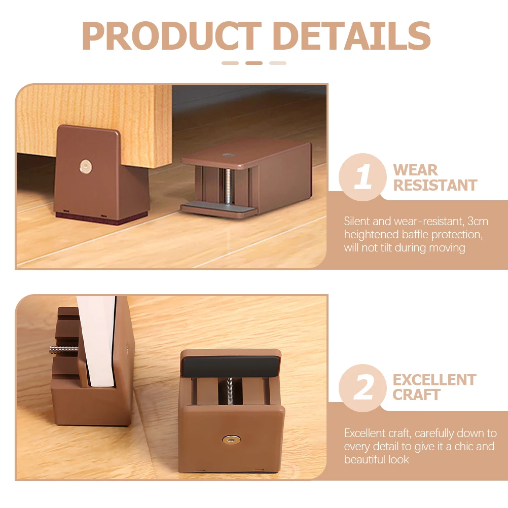 

4pcs Brown Velvet Adjustable Furniture Riser Mat 3cm Height Bed Lifters Floor Protection Chair Table Leg Risers For Dorm Sofa