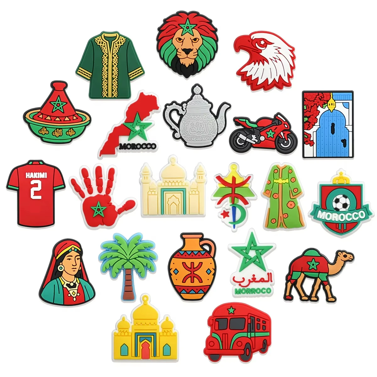 Moroccan Style Shoe Charms Set, Camel Mosque Teapot Decorative Pins for Clogs, Cute DIY Shoe Decoration for Women Men