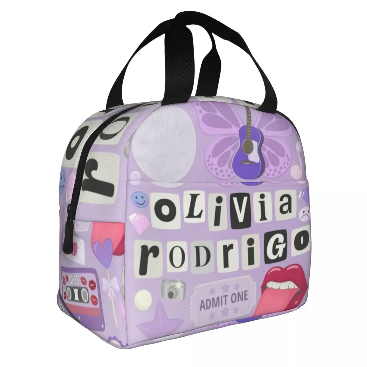 Olivia-Rodrigo-Background Lunch Bag for School Waterproof Picnic Thermal Cooler Insulated Lunch Box Women Kids Tote Bags