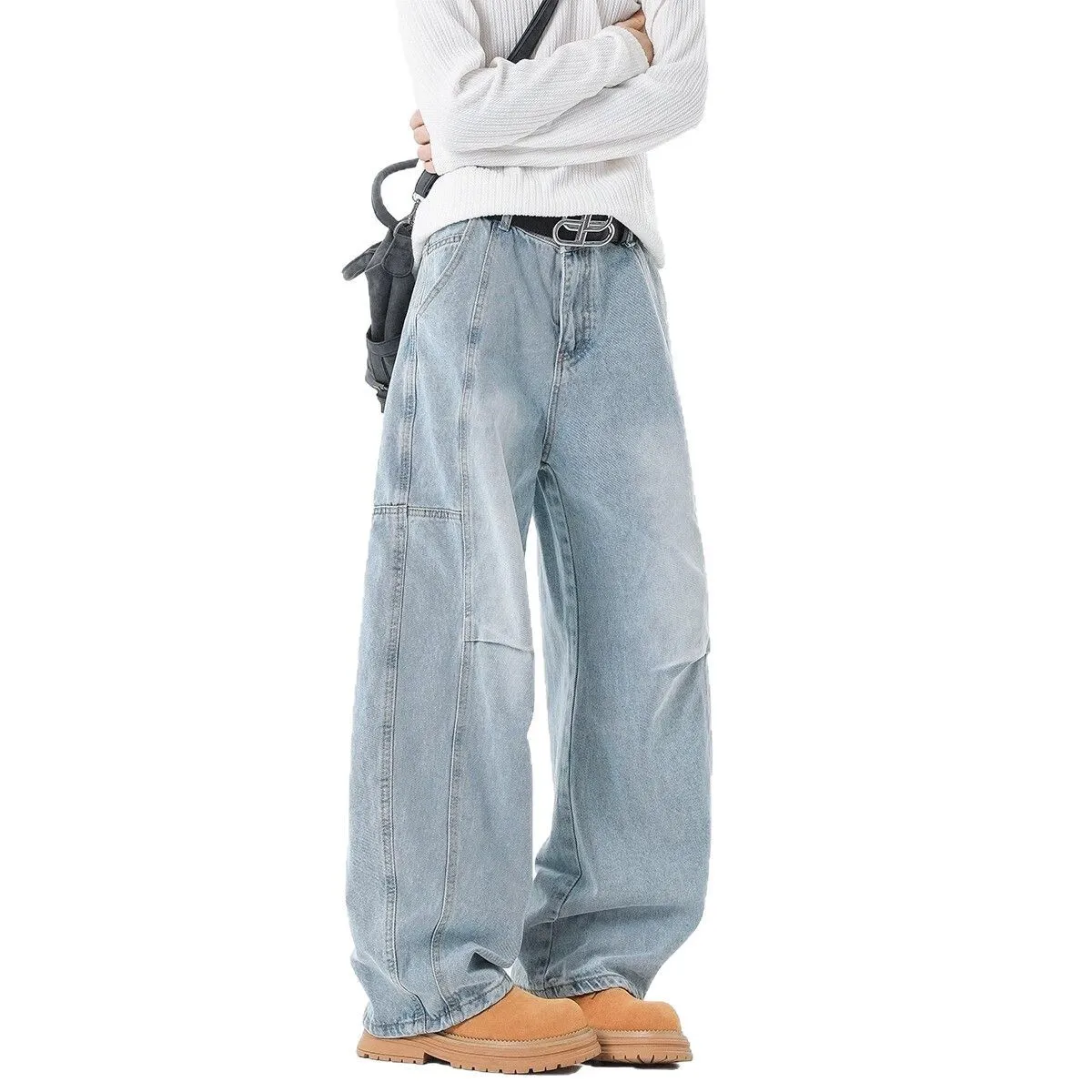 Retro Herren Gradient Vintage Washed Baggy Jeans Jugend Lose Gerade Y2K Denim Hosen Mann Designer Streetwear Hosen