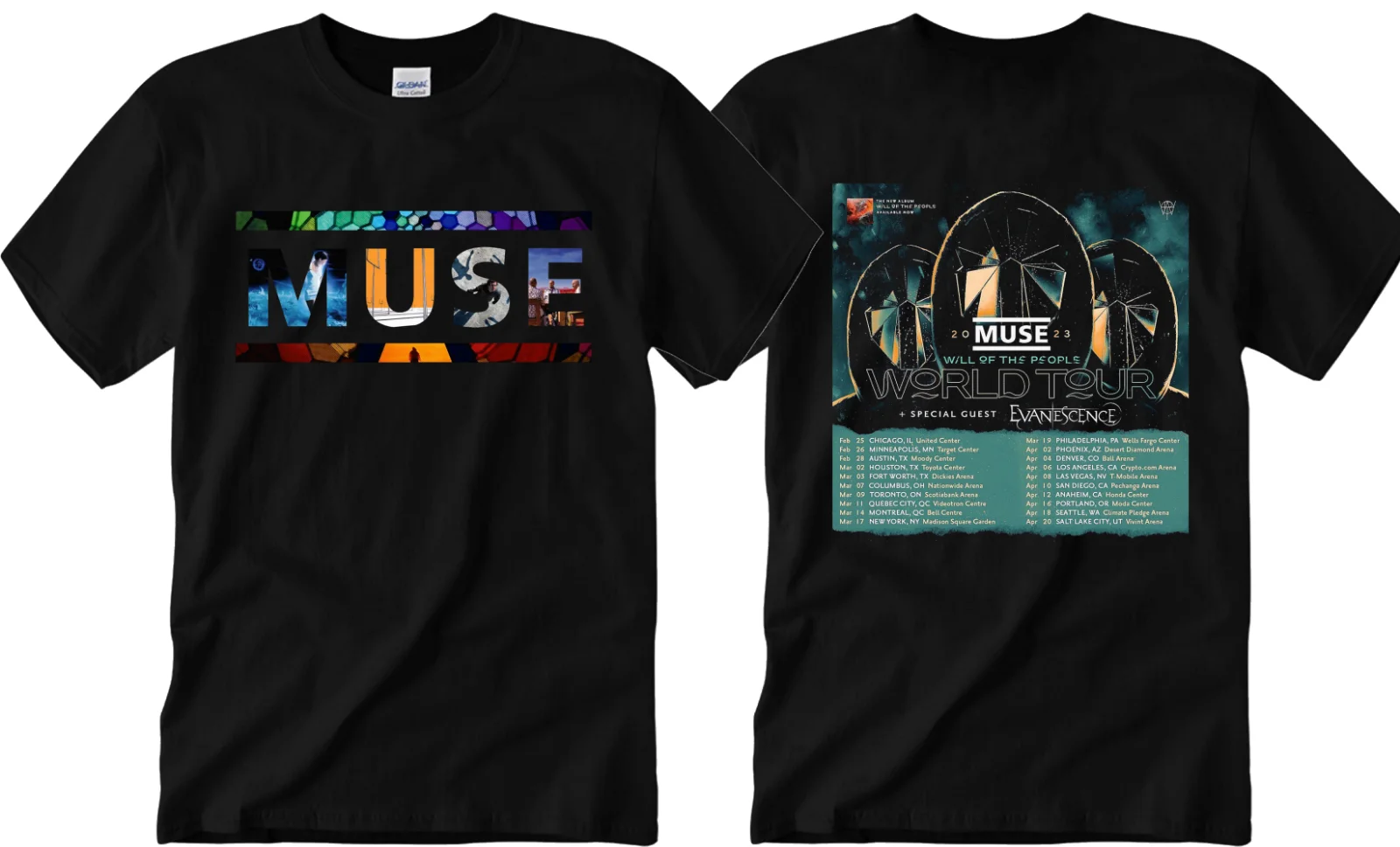 Muse + Evanescence 2023 North American Tour Dates T-Shirt