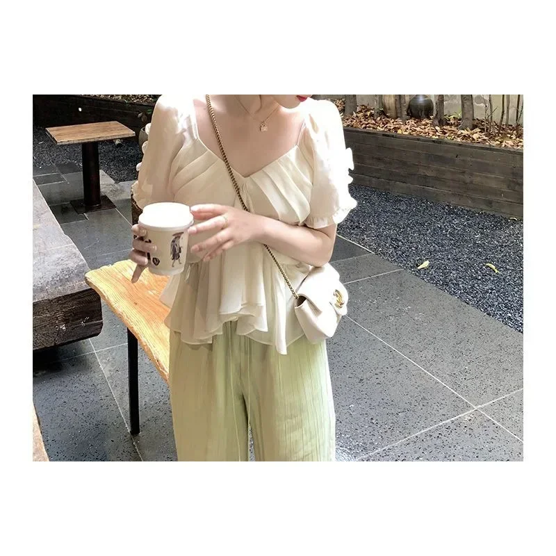 

NICE Summer New Style Age-Defying Salt System Casual Wide Leg Pants Two-Piece Set Women's Fashion Comfortable Breathable Clothin