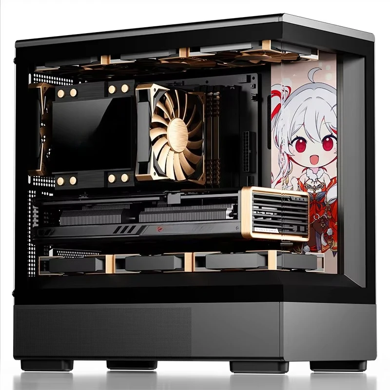 MATX Mid-Tower Gaming Chassis White Shell Panoramic Transparent Side Panel For Home PC Assembly