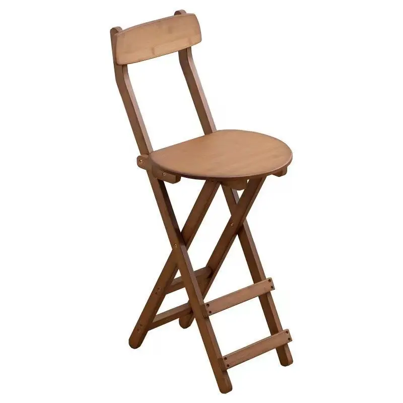 Bar high stool foldable balcony back chair portable raised stool thickened small apartment folding stool household