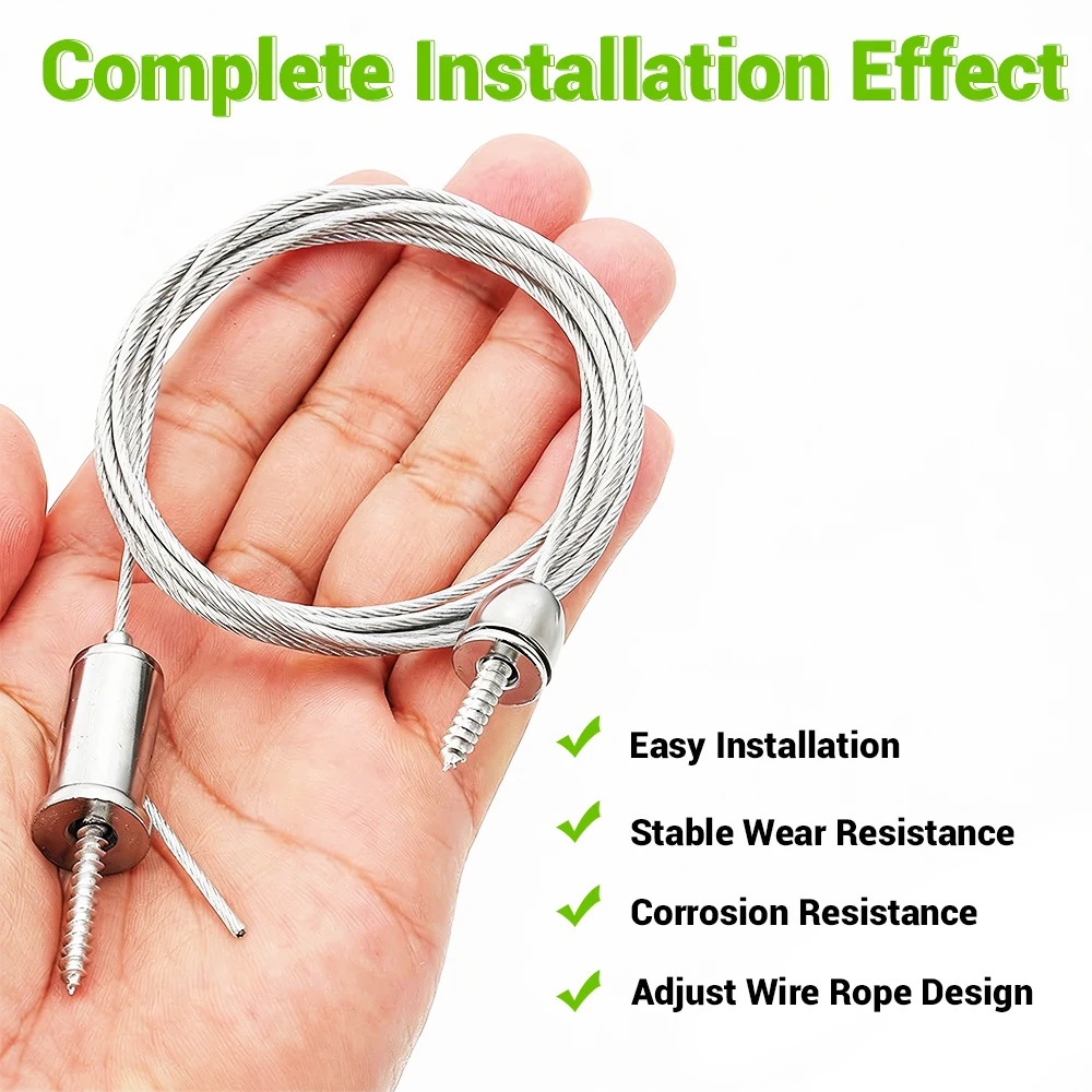 2/4 Set 1.5mm 1M Adjustable Ceiling Wire Rope Kit Chandelier Hanging Cable for Light Panel No Extra Parts Needed
