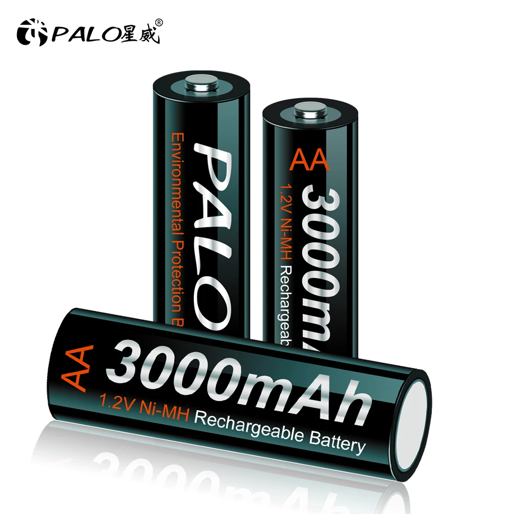 PALO AA Rechargeable Battery AA NiMH 3000mAh 1.2V Ni-MH AA 2A Bateria low self discharge AA Batteries For toys camera wireless