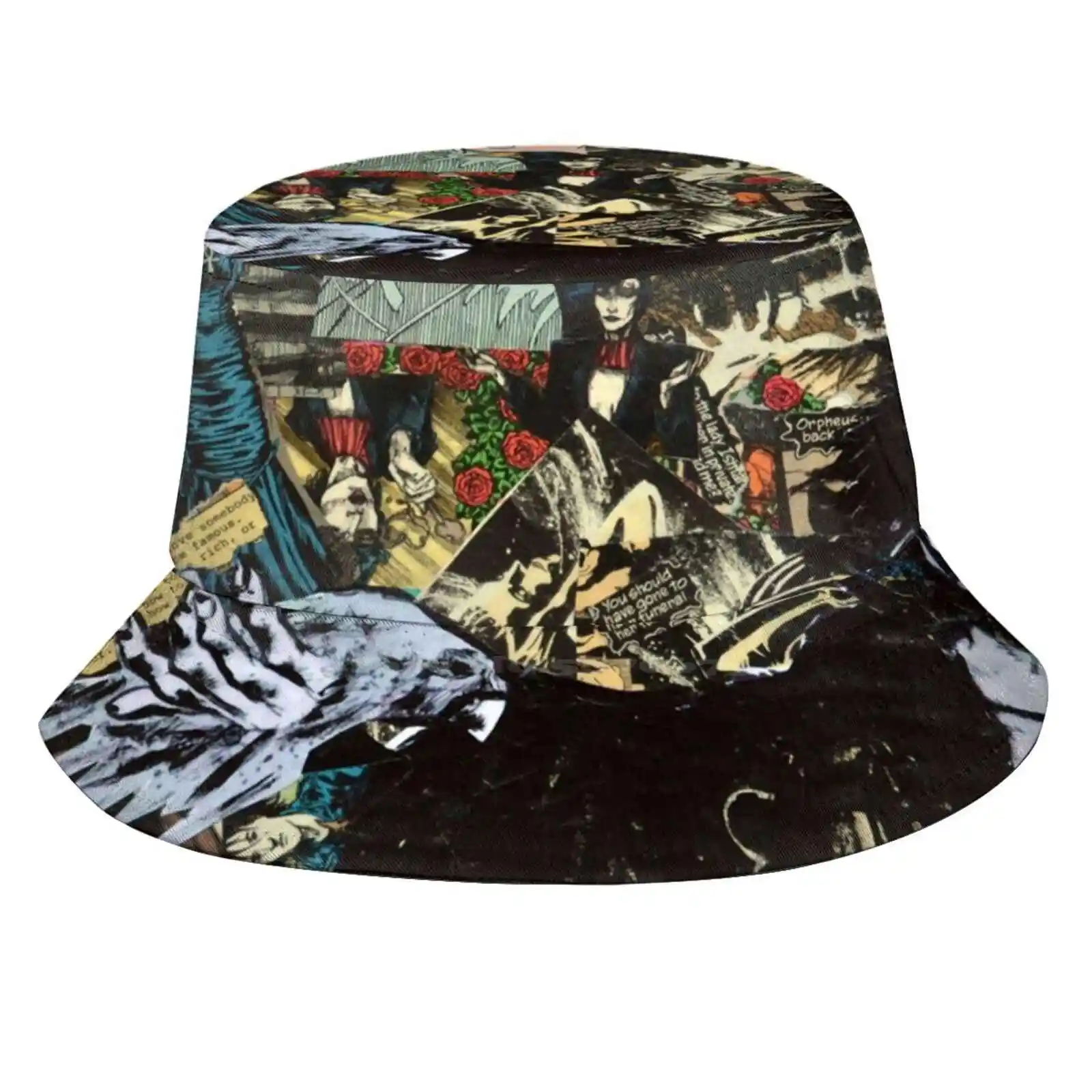 Sandman Collage Sun Cap Fisherman Hat Bucket Hats Neil Gaiman Sandman Death Morpheus Vertigo Comics Sand Man Coraline Norse