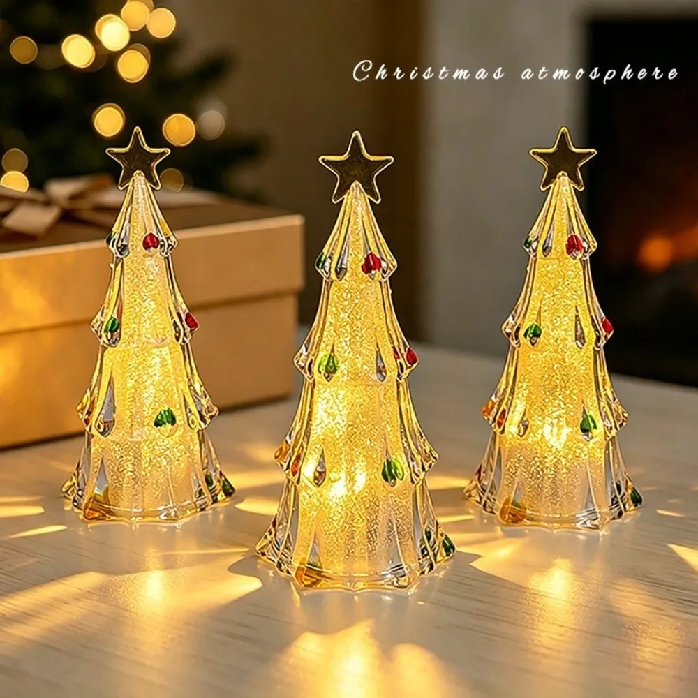 Luminous Christmas Tree Lamp Glowing Atmosphere Christmas Tree Night Light Transparent LED Xms Eve Candle Lights Desktop Props