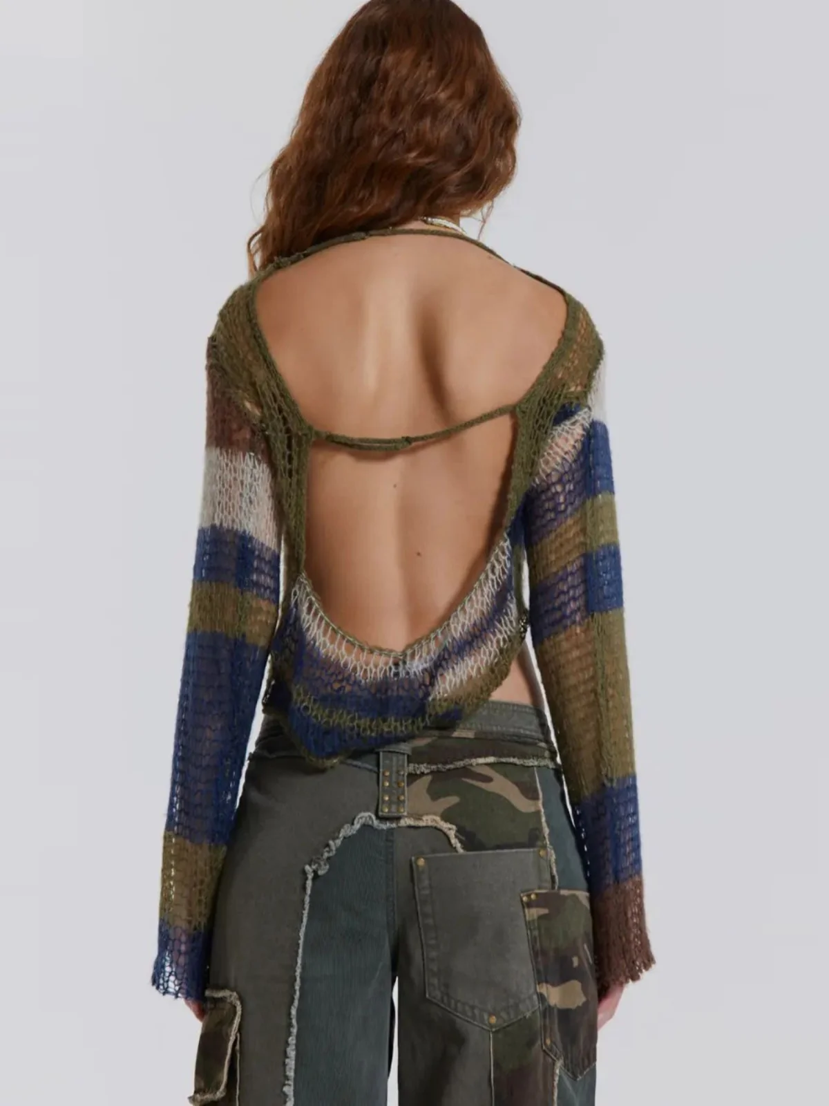 

Jaded London, модный вязаный свитер Bal из мохера в полоску, уличный свободный крой, длинный свек, лето 2023, женская мода