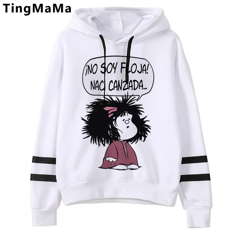 Mafalda Hoodies Female Korea Harajuku Printed Women Clothing Graphic Streetwear Unisex Cartoon Hip Hop Sweatshirts Female