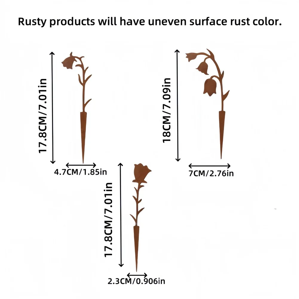 Garden Stake Rust Flowers Garden Decoration For Outdoors For Outdoor Garden Stakes Yard Art Statues Decor Plant Decoration