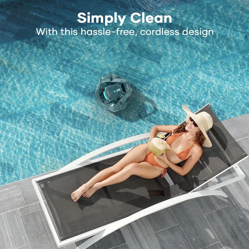 AIPER-Limpador de piscinas robótico sem fio, aspirador de piscina com motores Dual-Drive, tecnologia de estacionamento automático para piscinas planas, até 40 pés