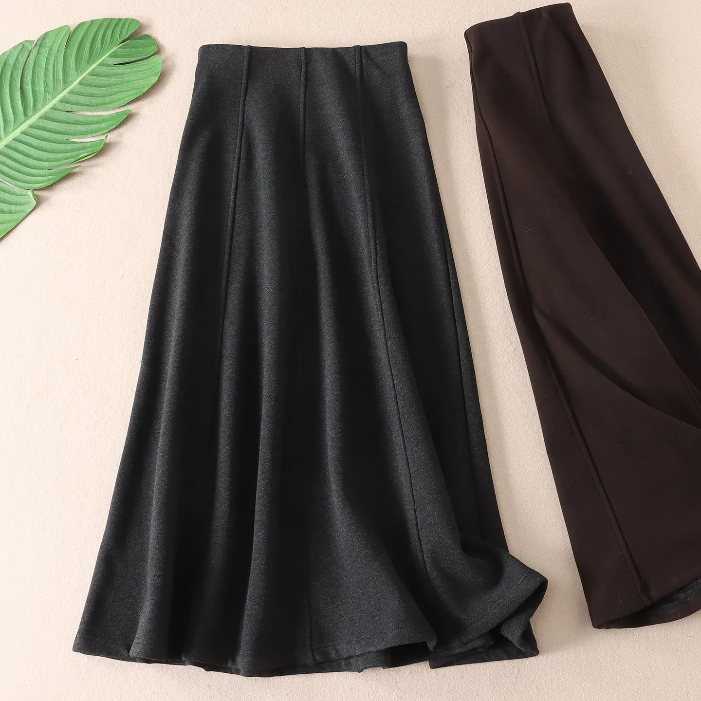 2026 Fashion Soft Thick Velvet Woolen Skirt Women's Winter High Waist Drape Loose Skirts Female Mid-length A-line Skirts U582