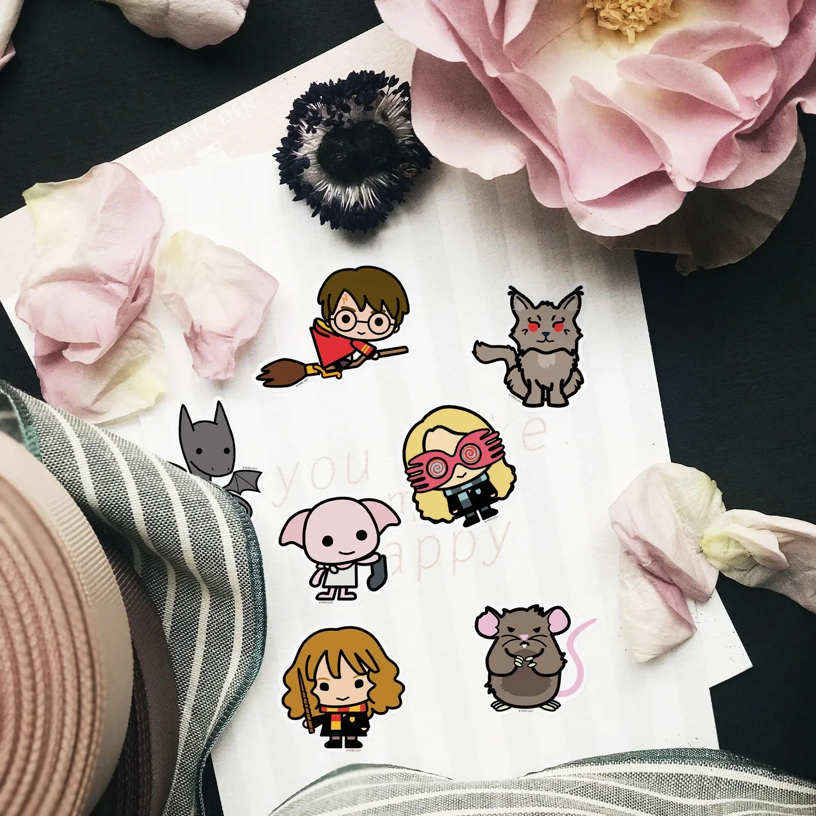 50pcs/set Hogwarts Magic Theme Series Harries Potters Sticker Cartoon Cute Figure Hermione Malfoy Waterproof Sticker Toys Gifts