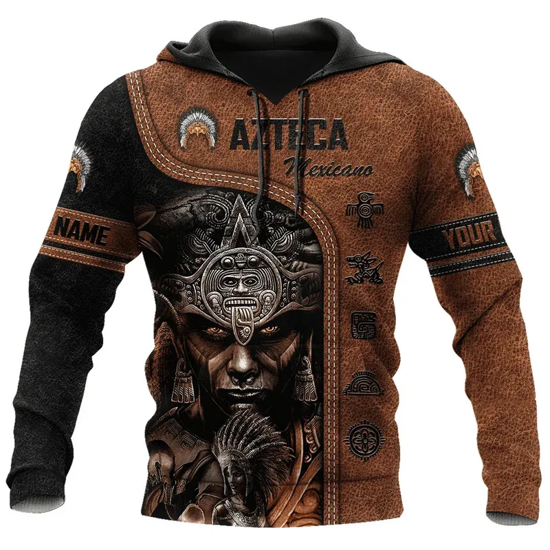 Sudadera con capucha con gráfico de emblema azteca de México para hombre, ropa con estampado 3D de Azteca mexicana, 1 unidad