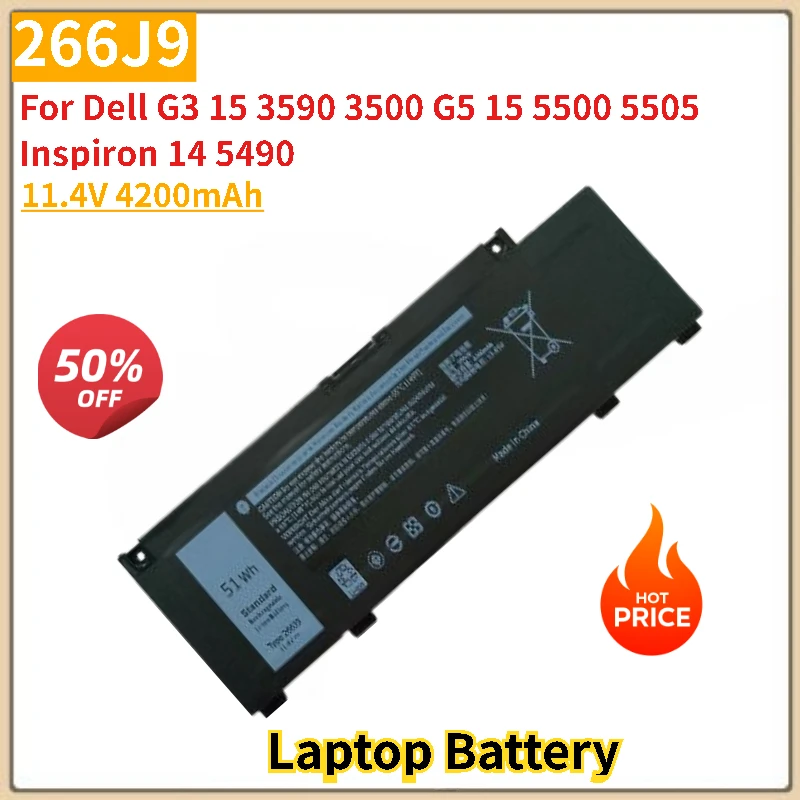 

266J9 Аккумулятор для ноутбука 11,4 В 4200 мАч для Dell Inspiron 14 5490 G3 15 3590 3500 G5 15 5500 5505 Сменный аккумулятор высокого качества