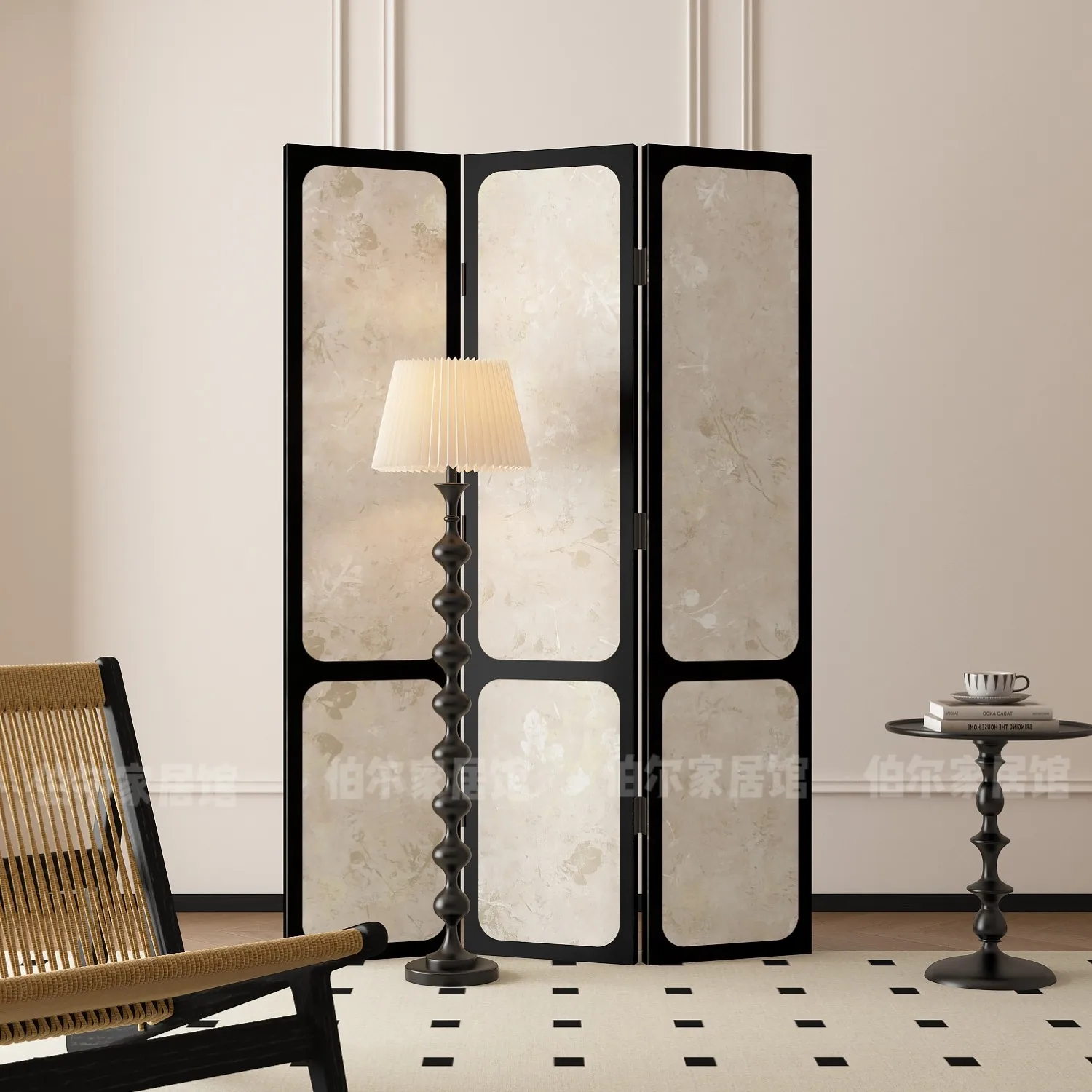 French flower premium screen partition living room living room dining room sofa background wall homestay entrance mobile folding