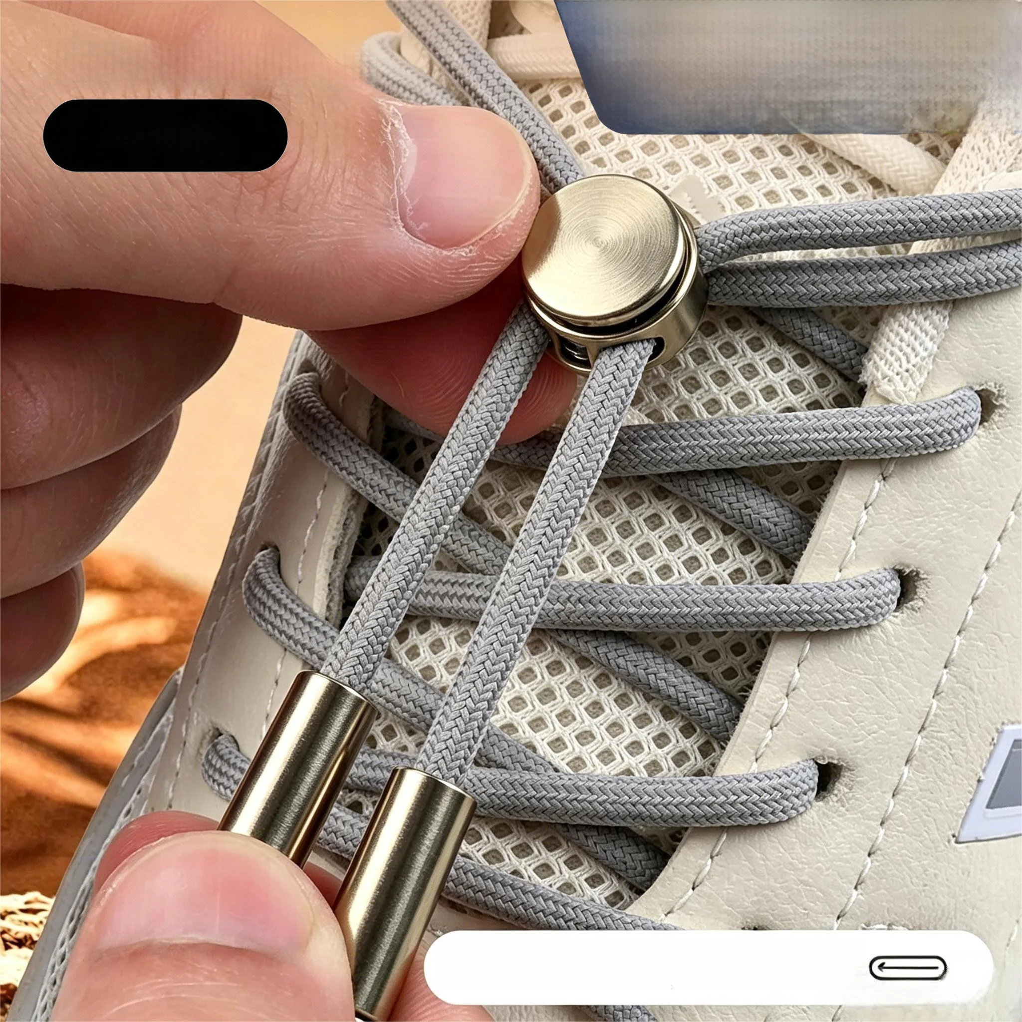No-Tie Lazy Shoelace Buckle Unisex Elastic round Shoelace Rope Children's Fixed Device No Need to Tie Shoelaces Nylon Material