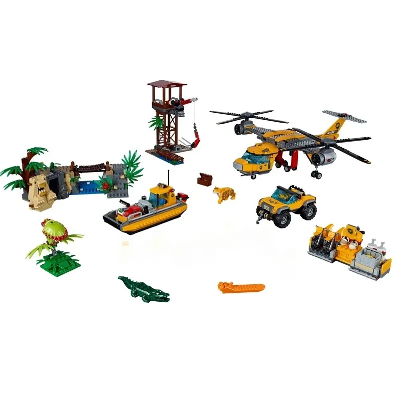 Compatible with the city series jungle airdrop helicopter building blocks boy assembling toys children's gifts