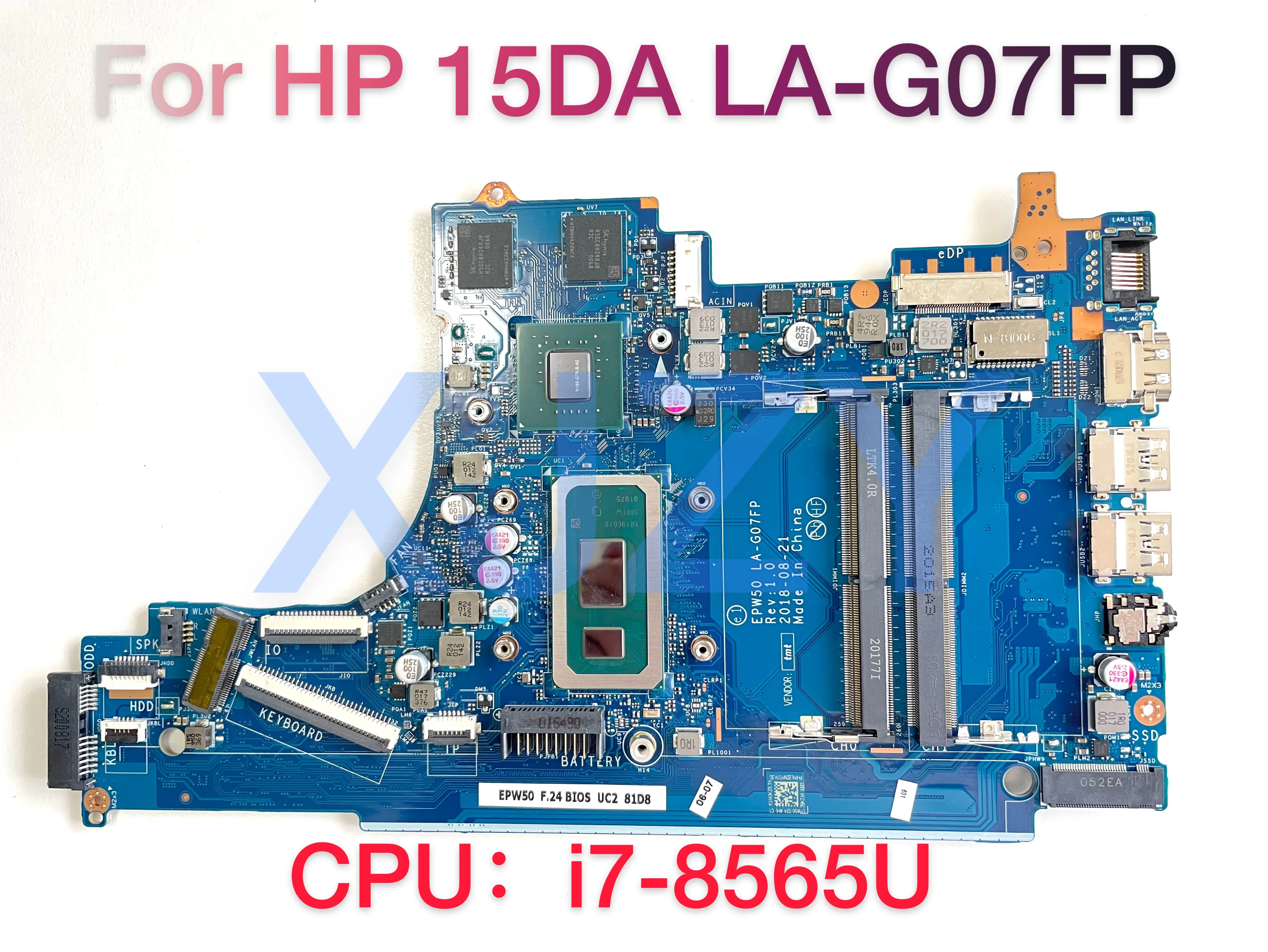 Akemy For HP 15-DA TPN-Q135 Laptop Motherboard Mainboard 15-DA LA-G07FP Motherboard With 5405u I3 I5 I7 CPU