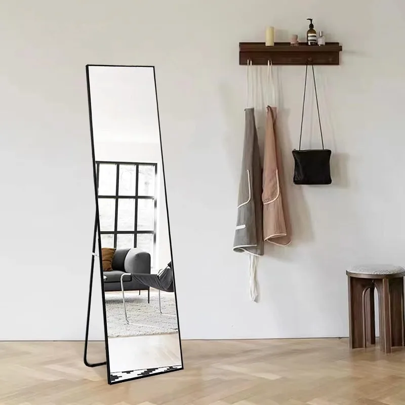 Wall Mirror Full Length Full Body Mirror Floor Mirror Standing with Aluminum Alloy Thin Frame for Bedroom Living Room