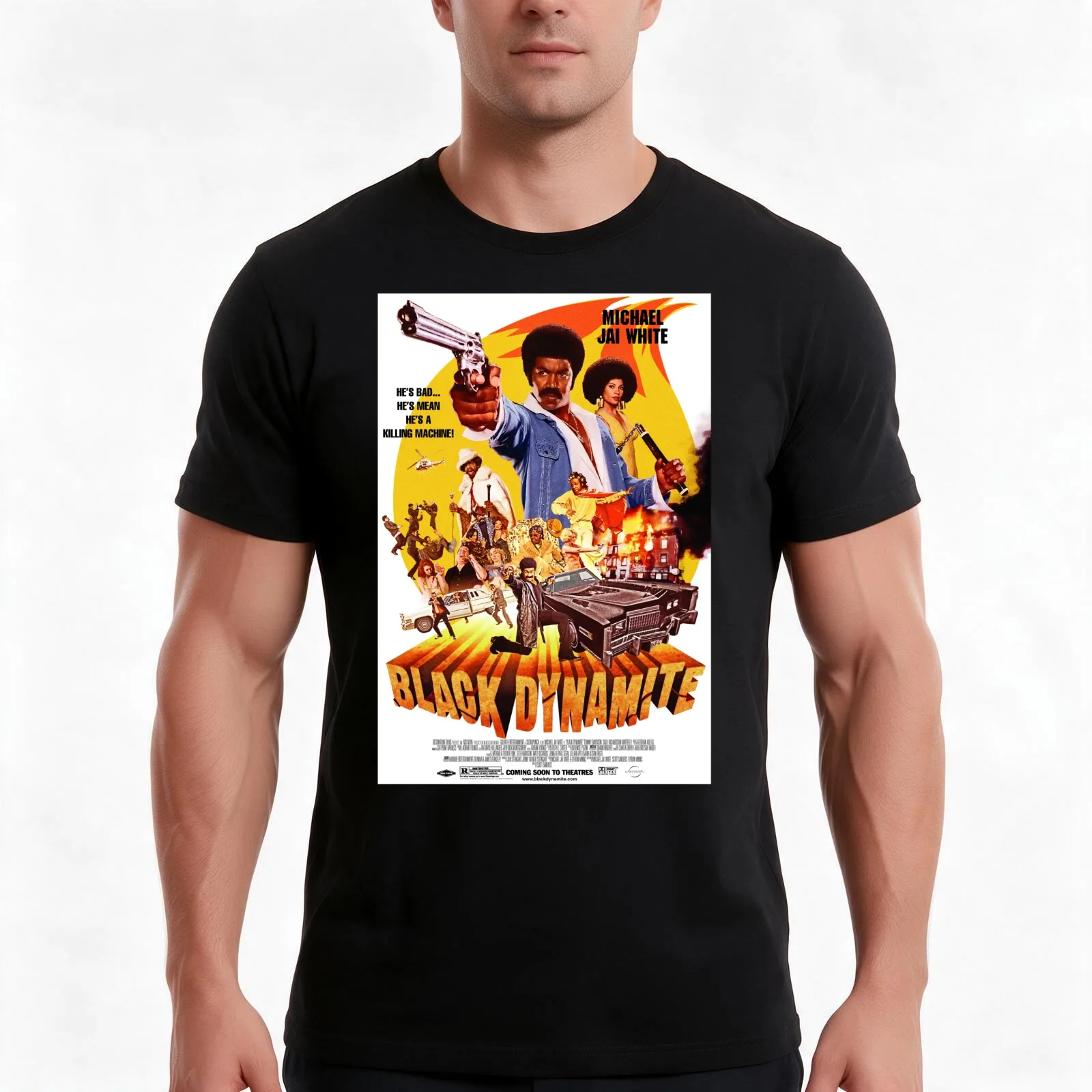 Black Dynamite 1 T-Shirt, Summer Casual Cotton Tee, Oversized Streetwear Tops, Vintage Graphic Print, Loose Fit Short Sleeve