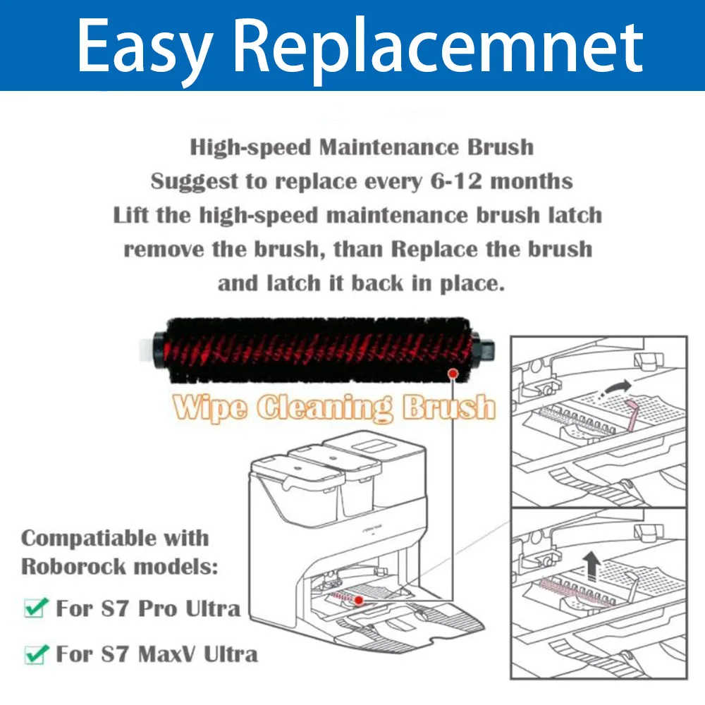 Compatible con Xioami Roborock S7 Maxv Ultra S7 Pro Ultra G10 G10S Pro aspiradora inalámbrica, cepillo rodante, pieza de repuesto